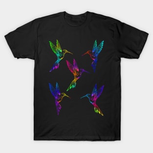 Neon Rainbow Hummingbirds T-Shirt